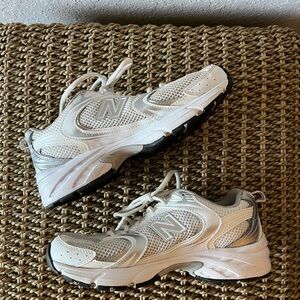 New Balance Cream and Gray Athletic Shoes